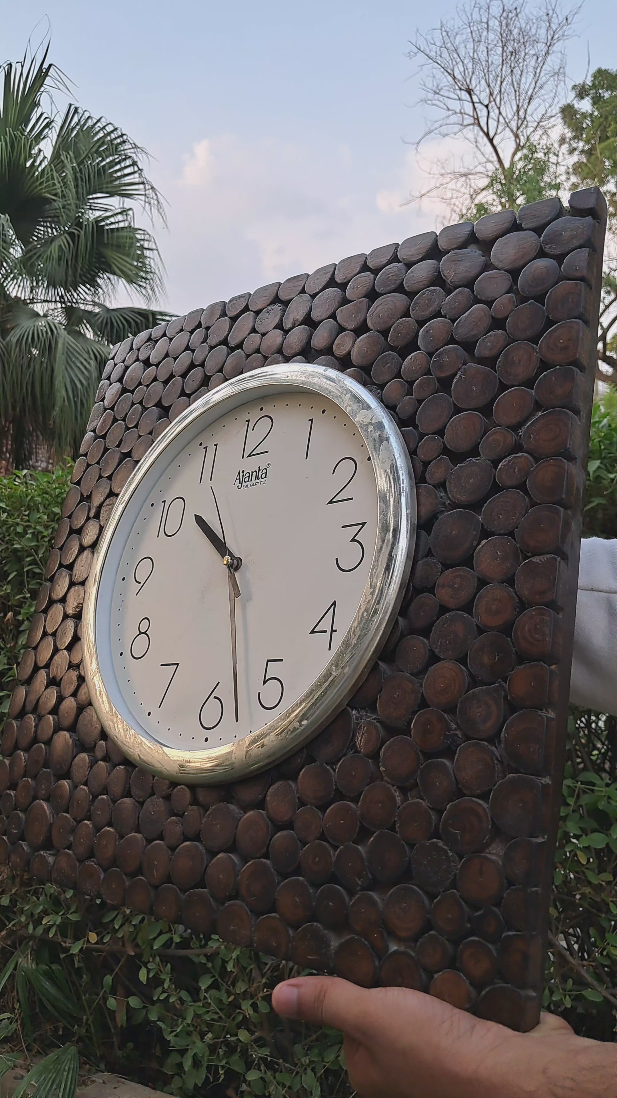 Handcrafted Sheesham Wood Wall Clock with Ajanta Quartz Movement