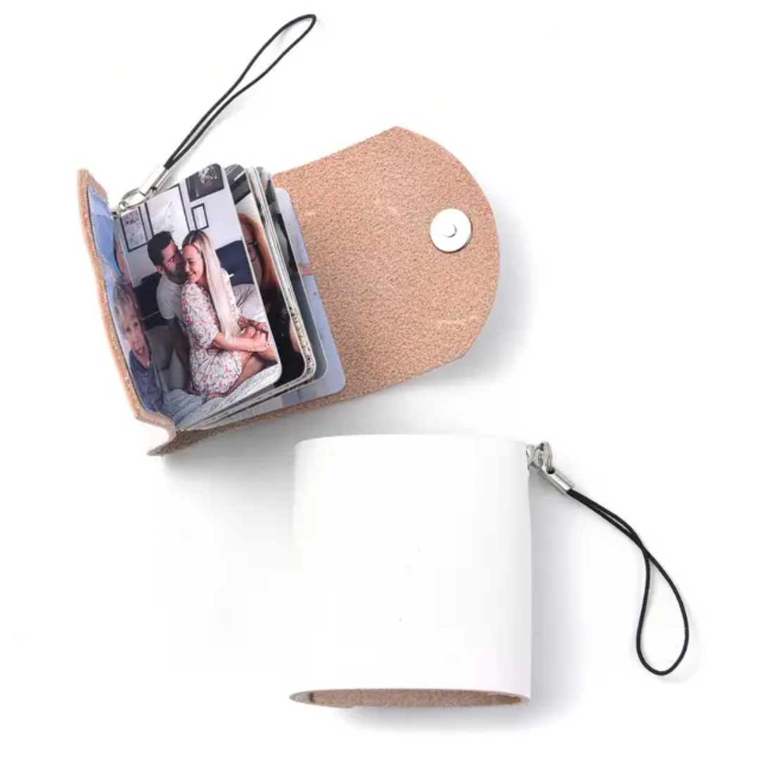 Mini Photo Album Leather Keychain