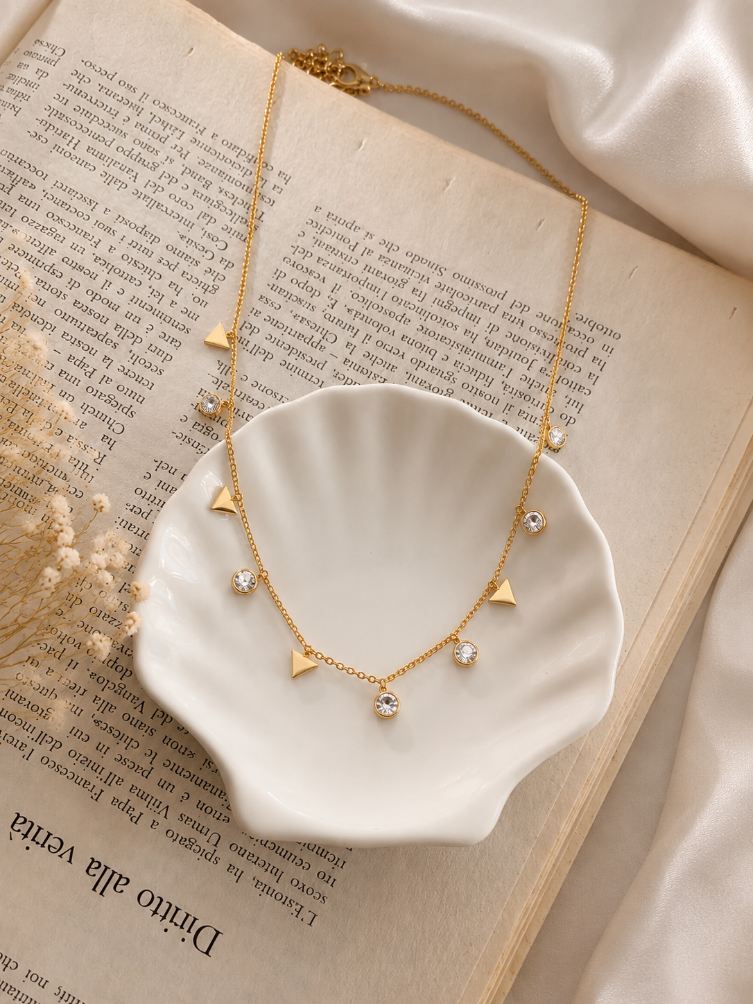 Celeste Charm Necklace – Anti Tarnish Gold Plated Pendant for Women