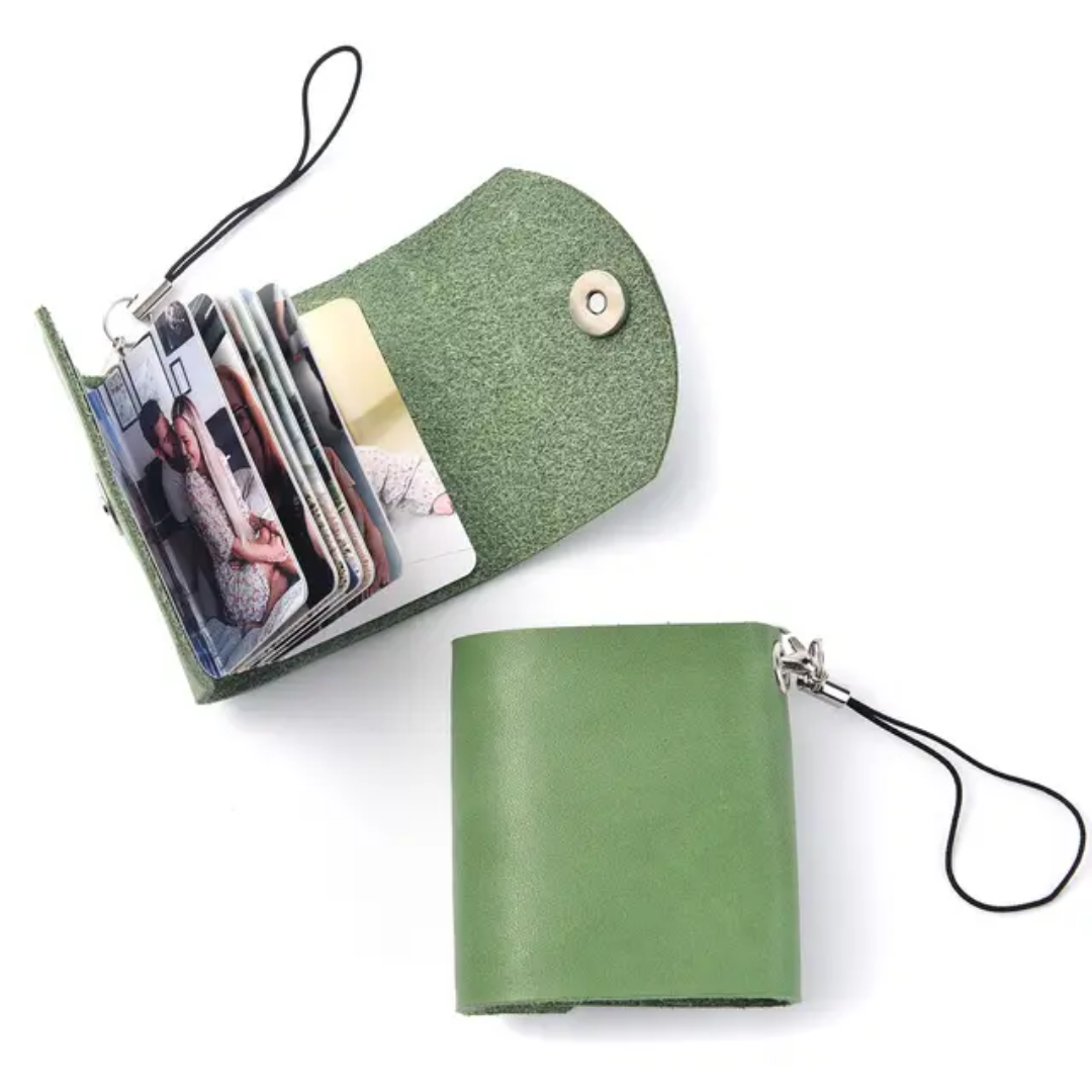 Mini Photo Album Leather Keychain