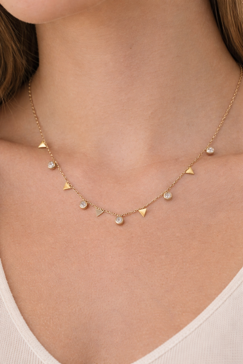 Celeste Charm Necklace – Anti Tarnish Gold Plated Pendant for Women