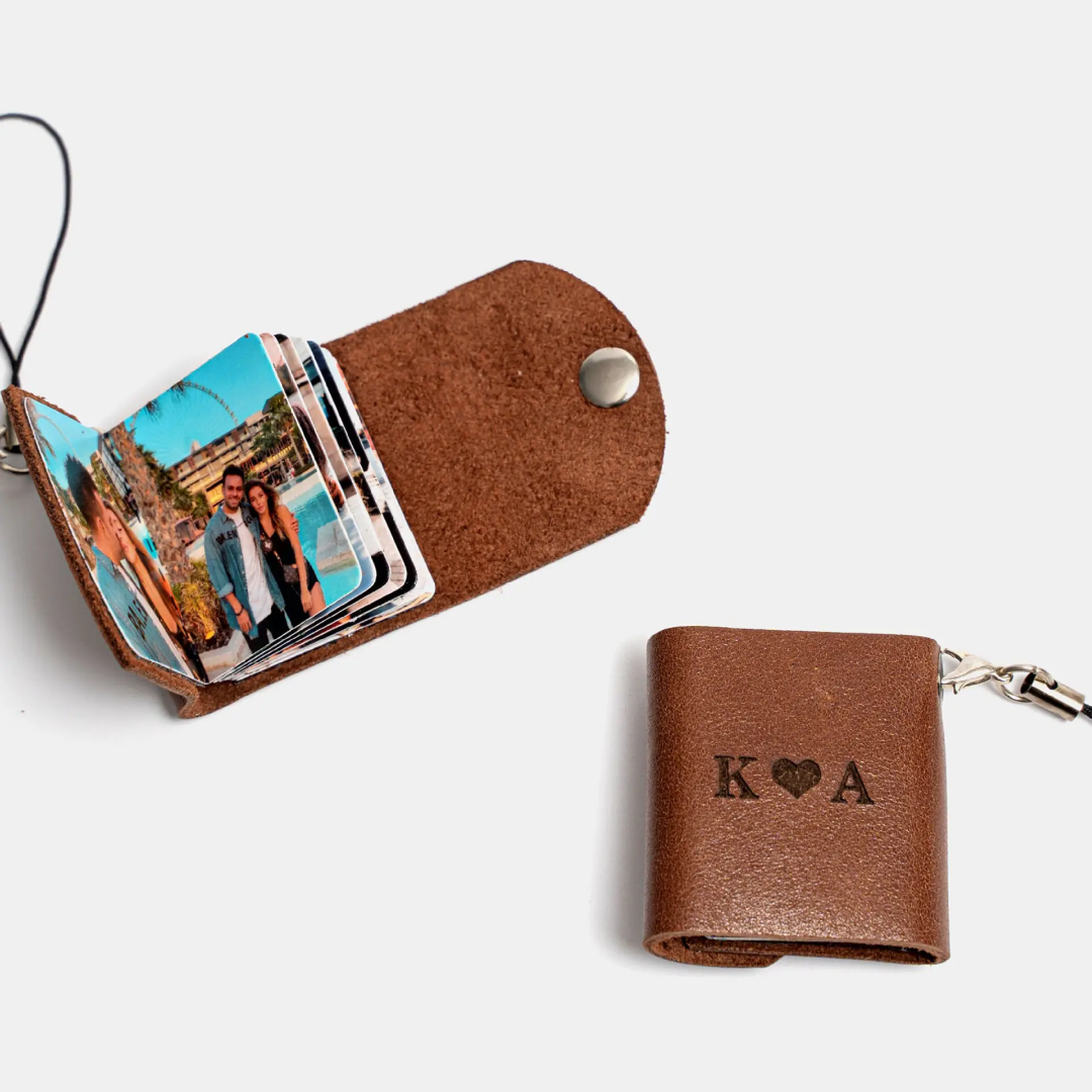 Mini Photo Album Leather Keychain