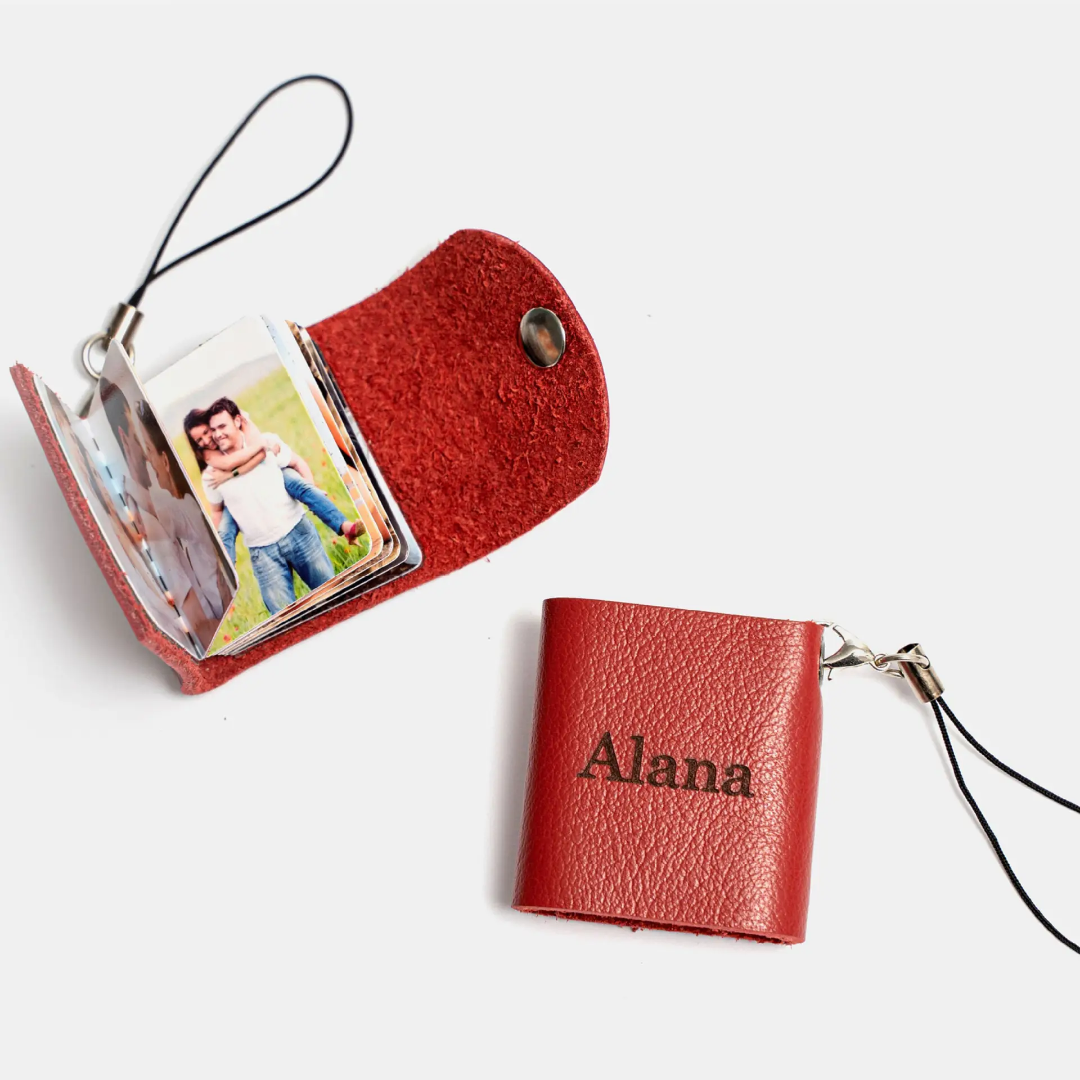 Mini Photo Album Leather Keychain