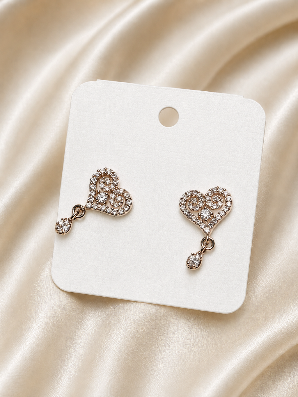 Sparkling Heart Crystal Stud Earrings