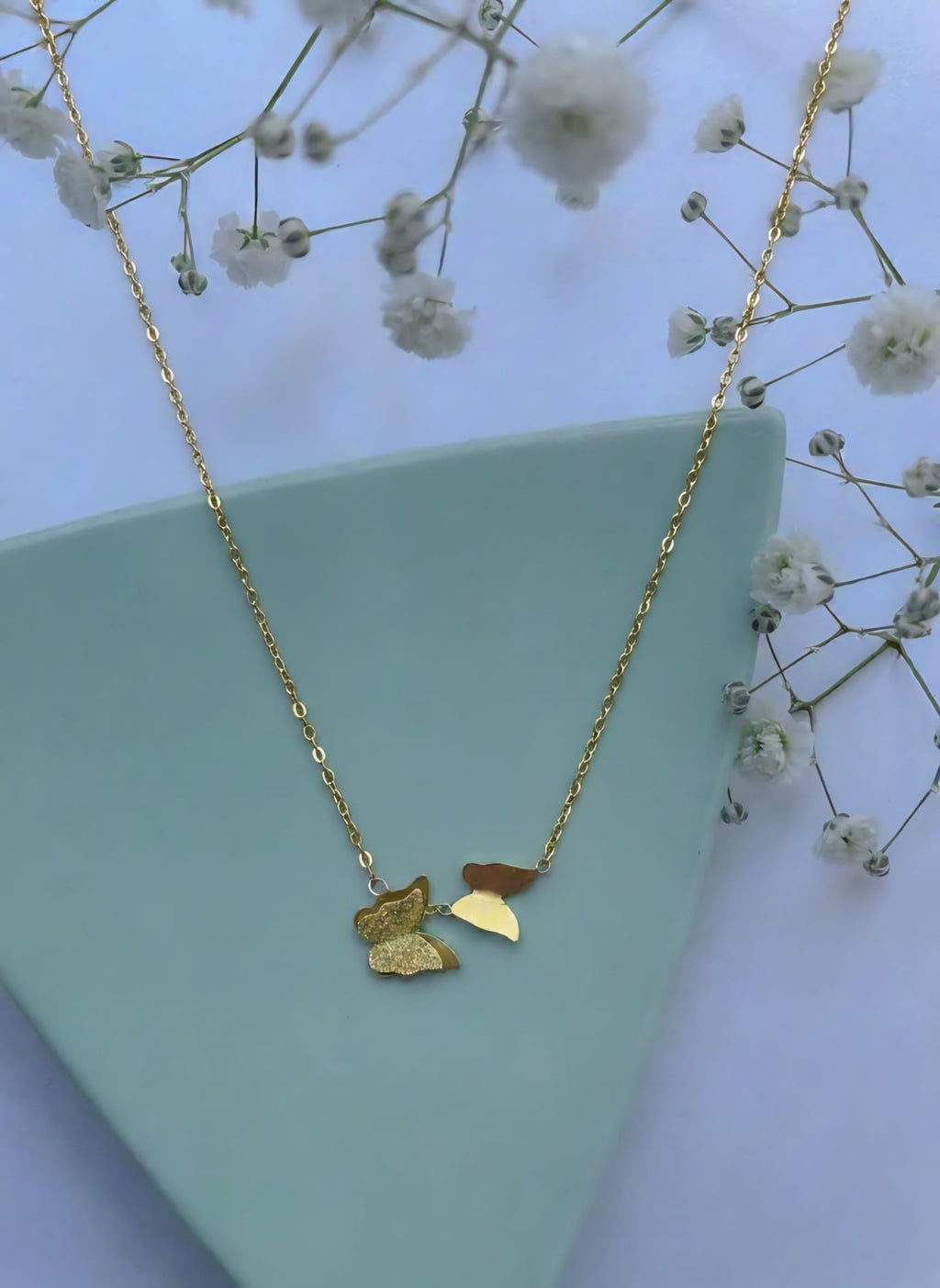 Elegant Double Butterfly Gold-Plated Necklace