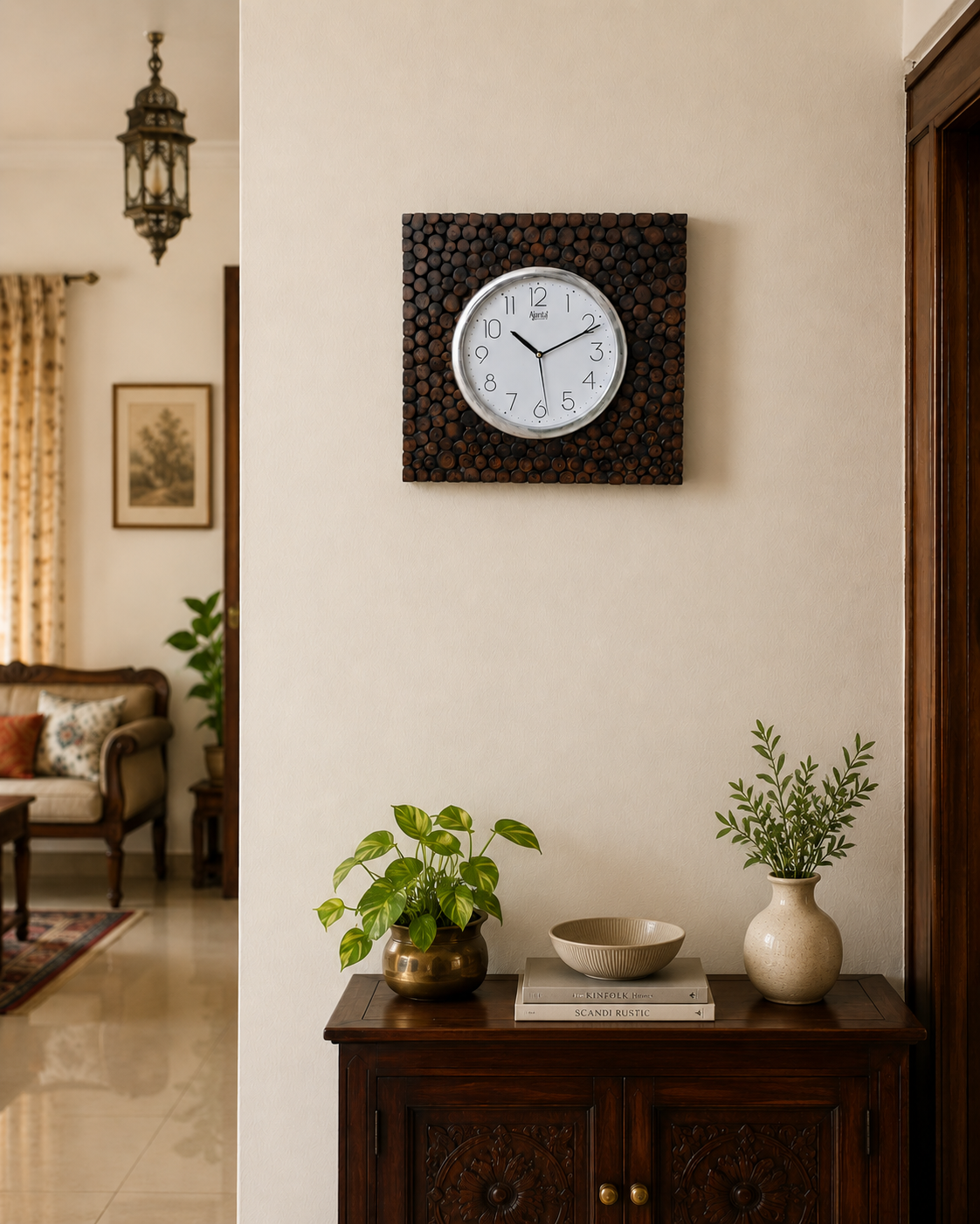 Handcrafted Sheesham Wood Wall Clock with Ajanta Quartz Movement