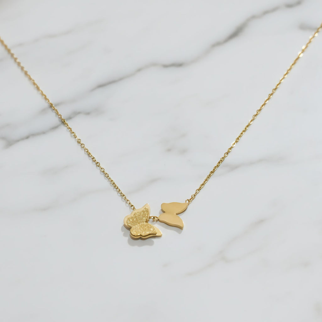 Elegant Double Butterfly Gold-Plated Necklace
