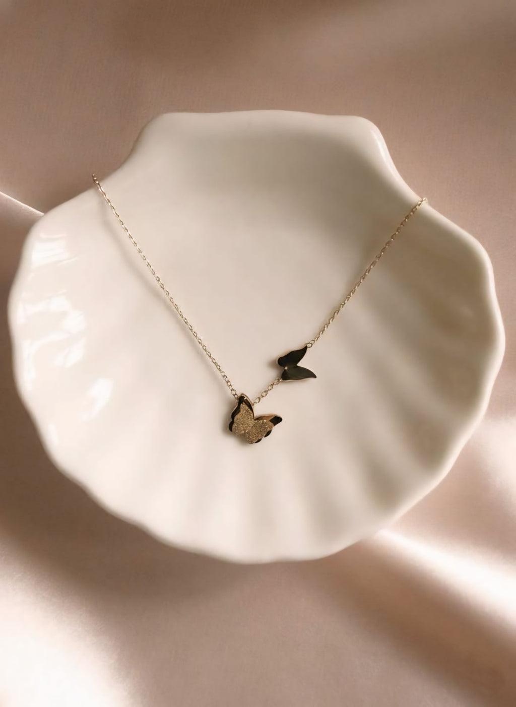 Elegant Double Butterfly Gold-Plated Necklace
