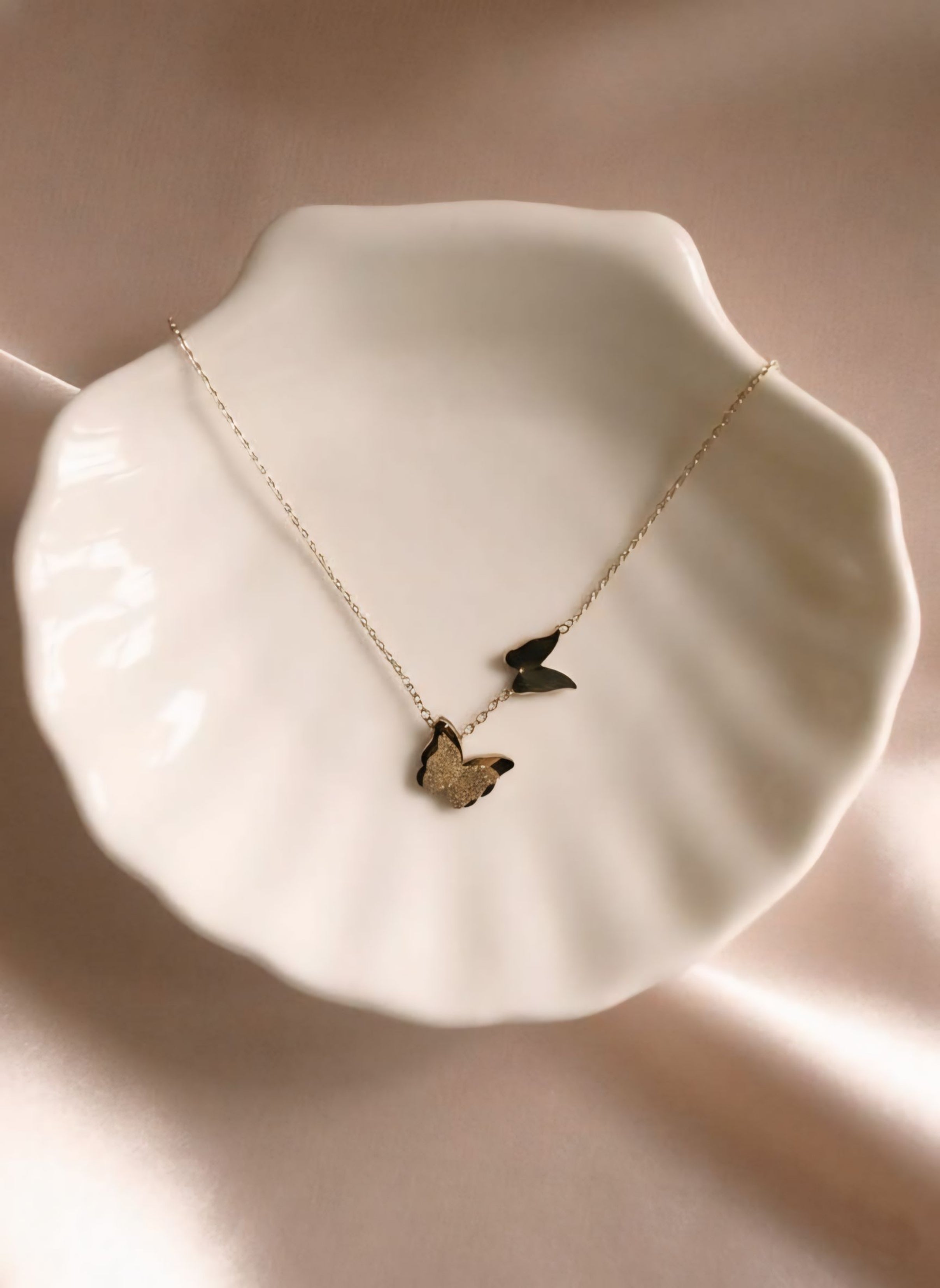 Elegant Double Butterfly Gold-Plated Necklace