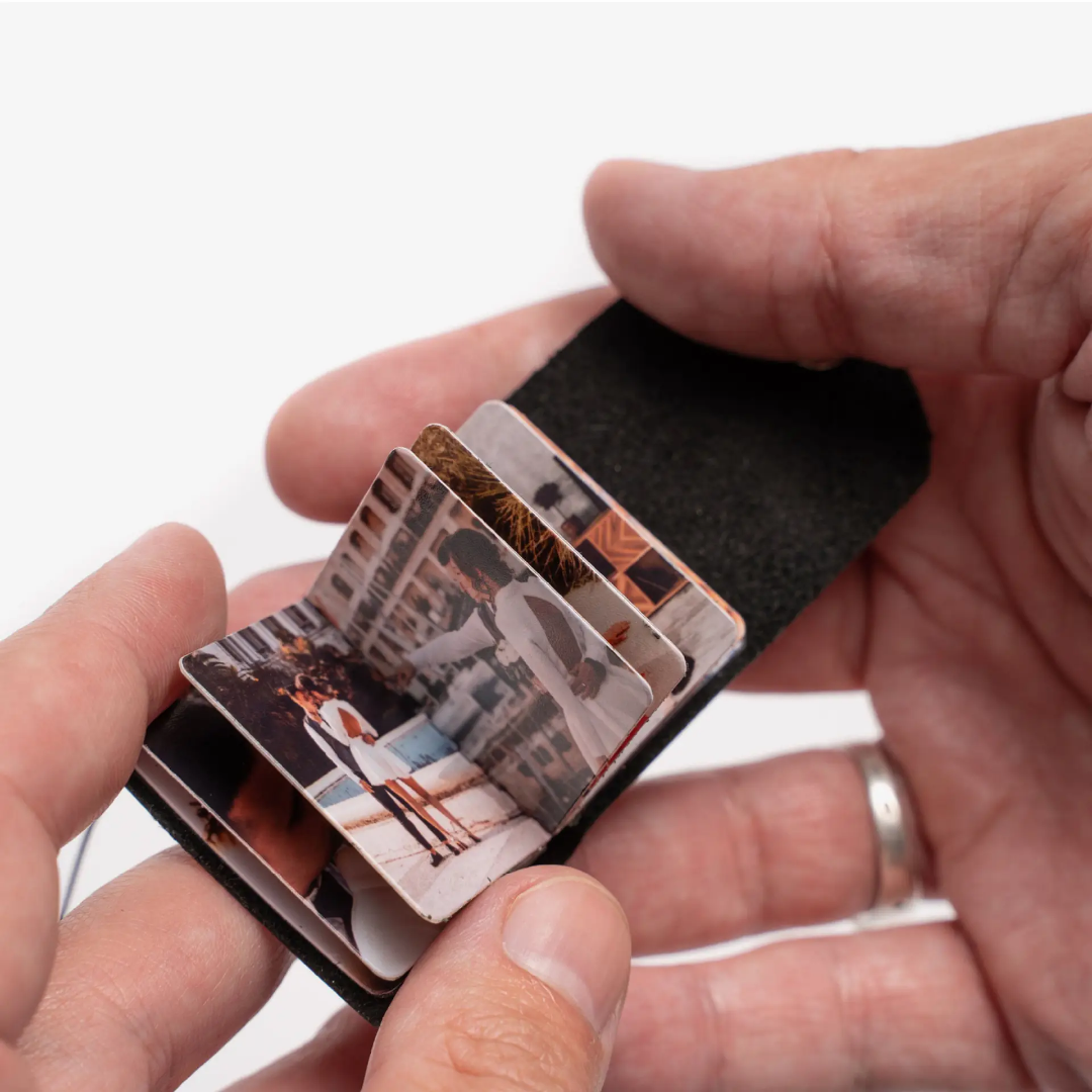 Mini Photo Album Leather Keychain