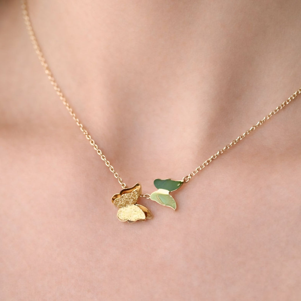 Elegant Double Butterfly Gold-Plated Necklace