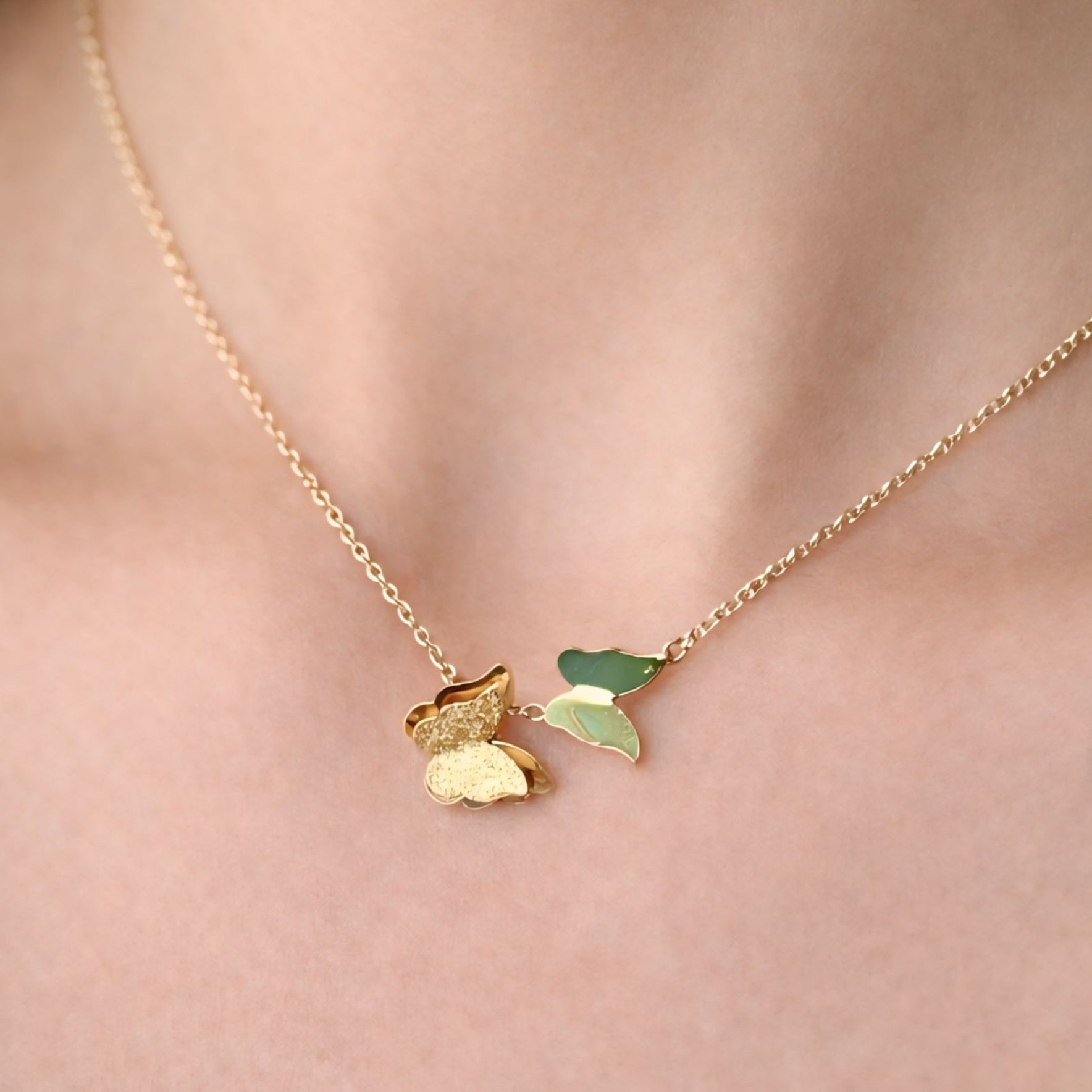 Elegant Double Butterfly Gold-Plated Necklace