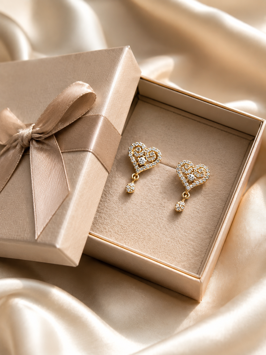 Sparkling Heart Crystal Stud Earrings