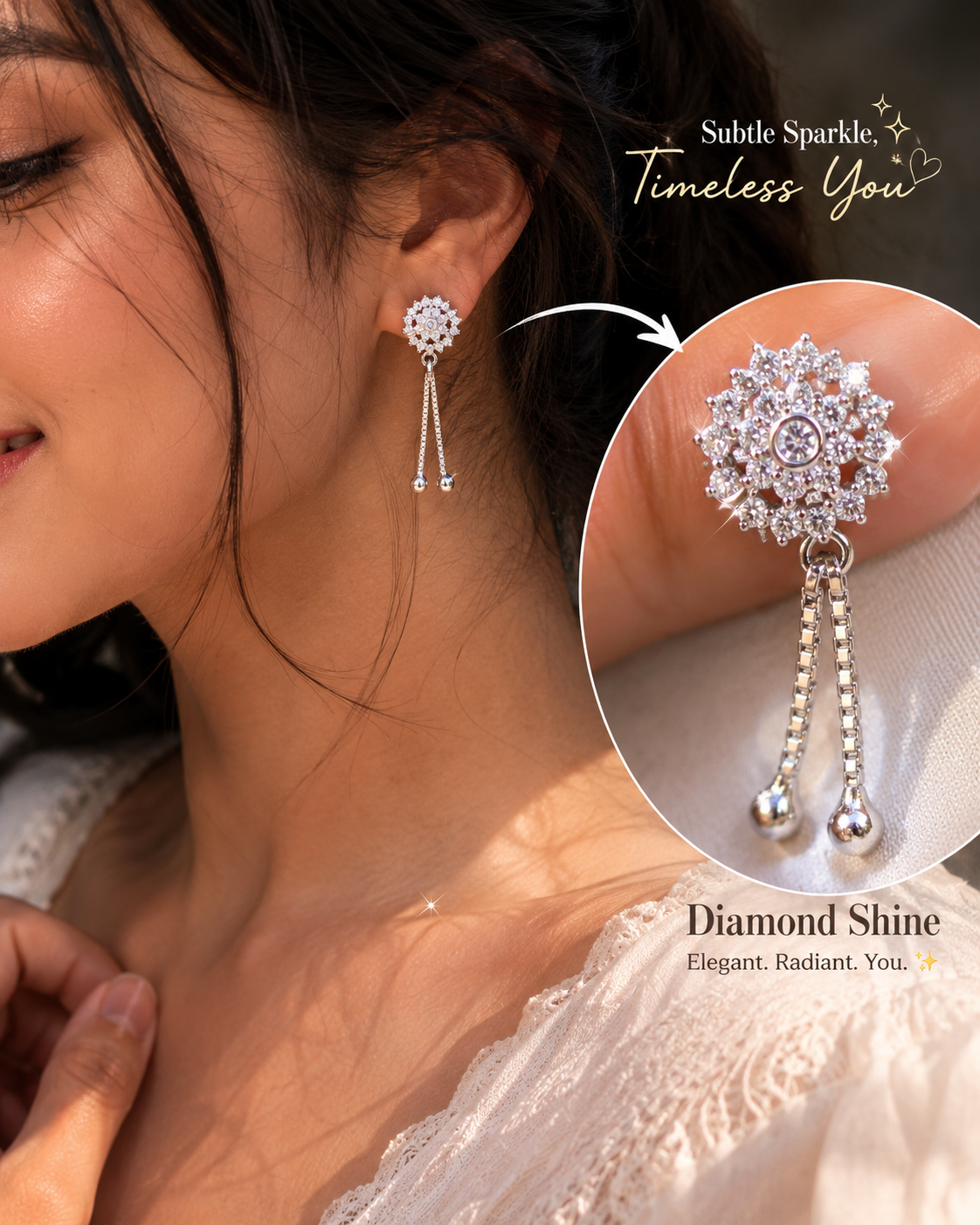 Sparkling AD Stone Dangle Earrings for Women & Girls