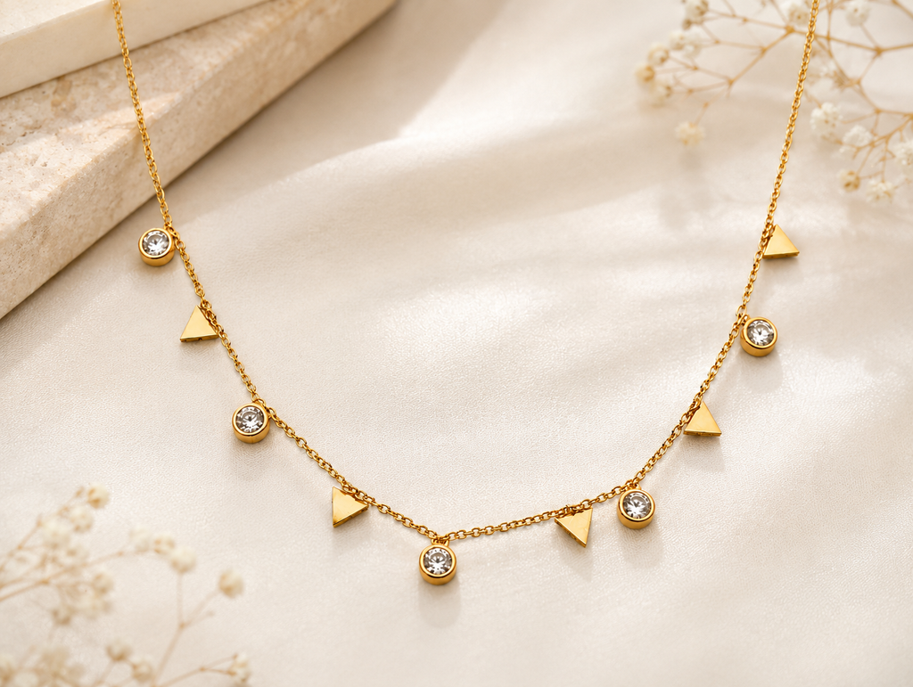 Celeste Charm Necklace – Anti Tarnish Gold Plated Pendant for Women